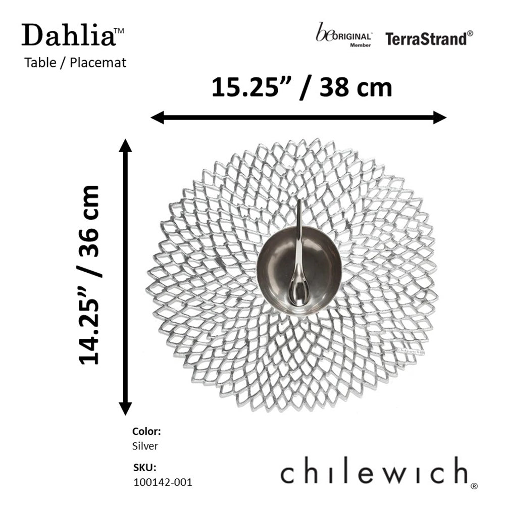 CHILEWICH TerraStrand Microban Dahlia Moulded Table Mat 36 x 38 cm, Silver