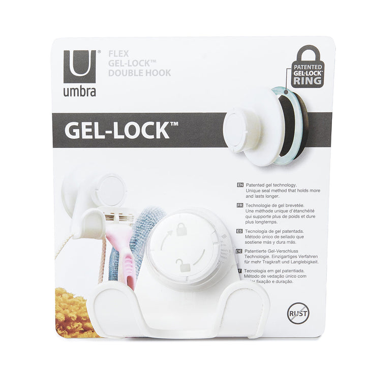 UMBRA Flex Gel-Lock Suction Cup Double Hook, White