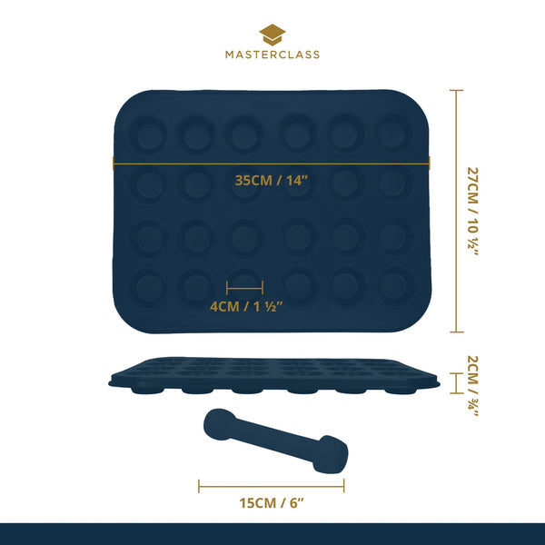 MASTERCLASS Non-stick Mini 24 Lubang Kuali Tart W/Tamper Pastri Kayu (35X27Cm) 