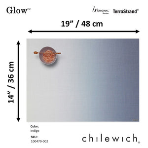 CHILEWICH TerraStrand¬Æ Microban¬Æ Glow Woven Table Mat 36 x 48 cm, Indigo