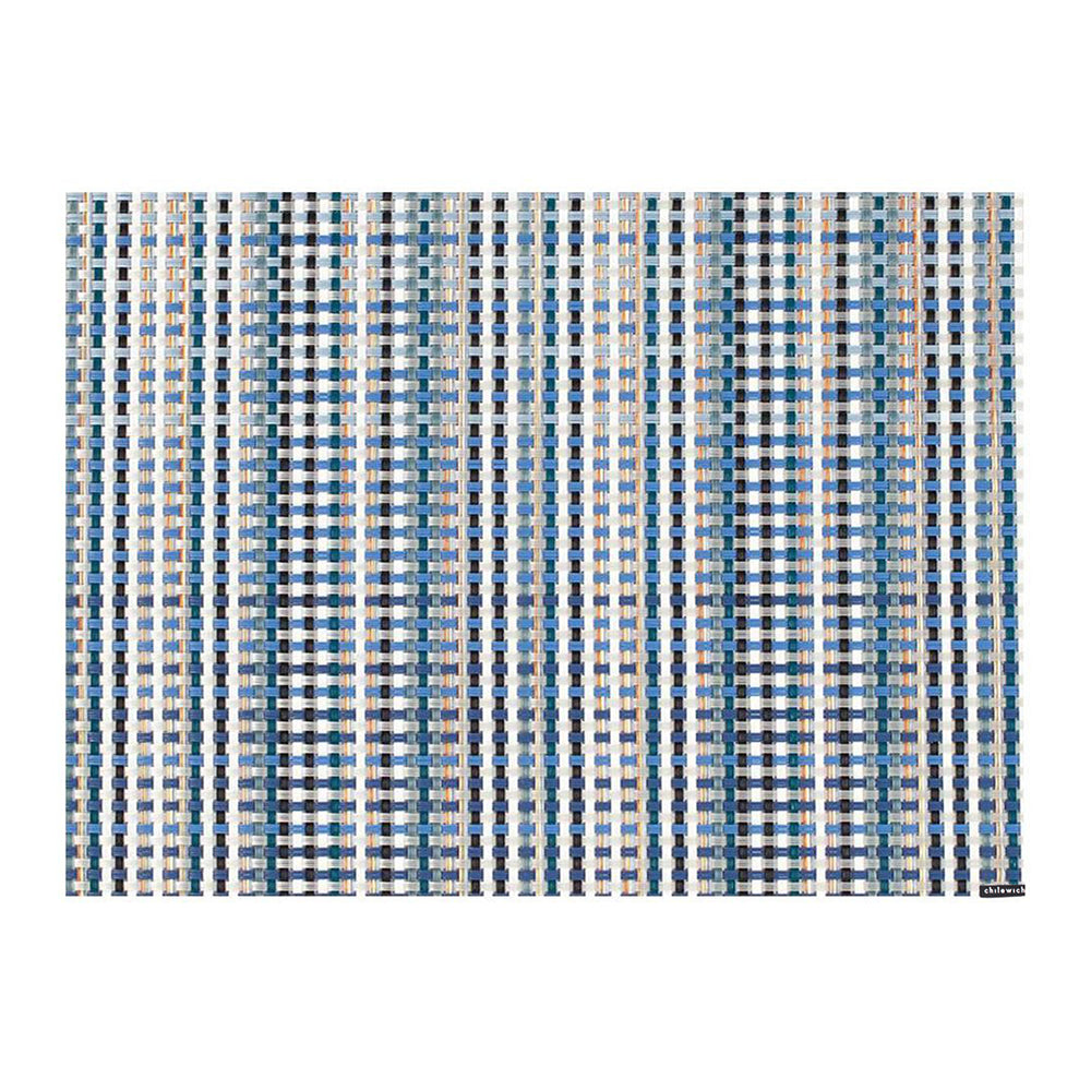 CHILEWICH TerraStrand Microban Grid Tenunan Tikar Meja 36 x 48 cm, Biru
