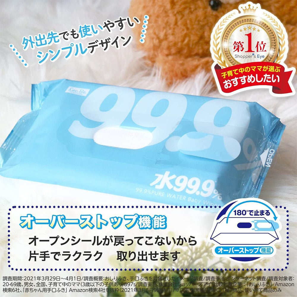 LEC 99.9% Pure Water Baby Wipes 80x8 pack