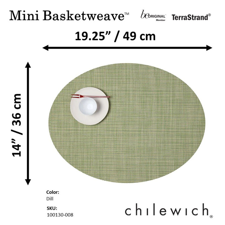 CHILEWICH TerraStrand Microban Mini Anyaman Anyaman Tikar Meja 36 x 49 cm, Dill