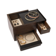 Load image into Gallery viewer, UMBRA Stowit Mini Jewelry Box, Black/Walnut
