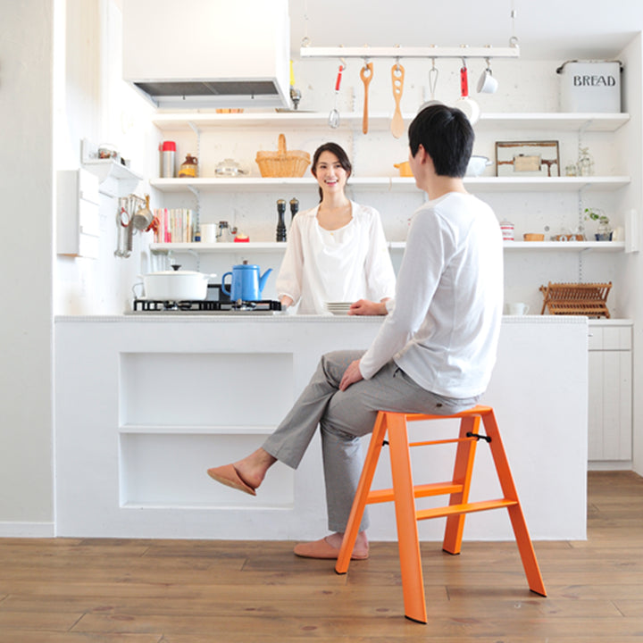 Hasegawa Lucano Japan Household Stool Orange (2 Steps)