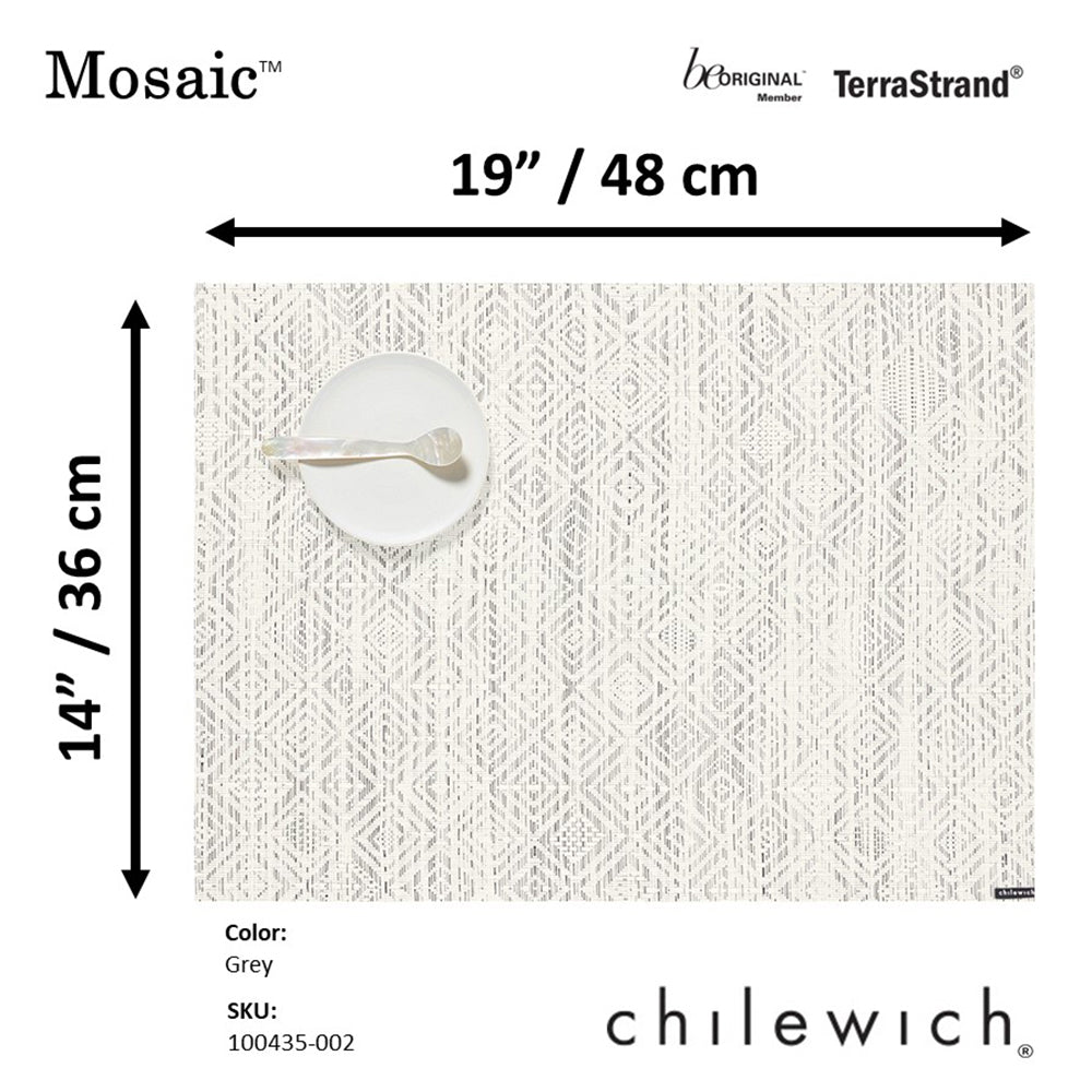 CHILEWICH TerraStrand Microban Mosaic Woven Table Mat 36 x 48 cm, Grey