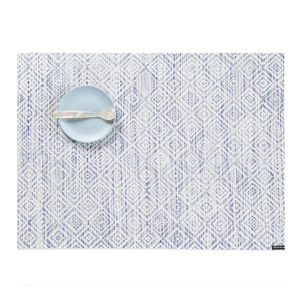 CHILEWICH TerraStrand Microban Tenunan Mozek Alas Meja 36 x 48 cm, Biru