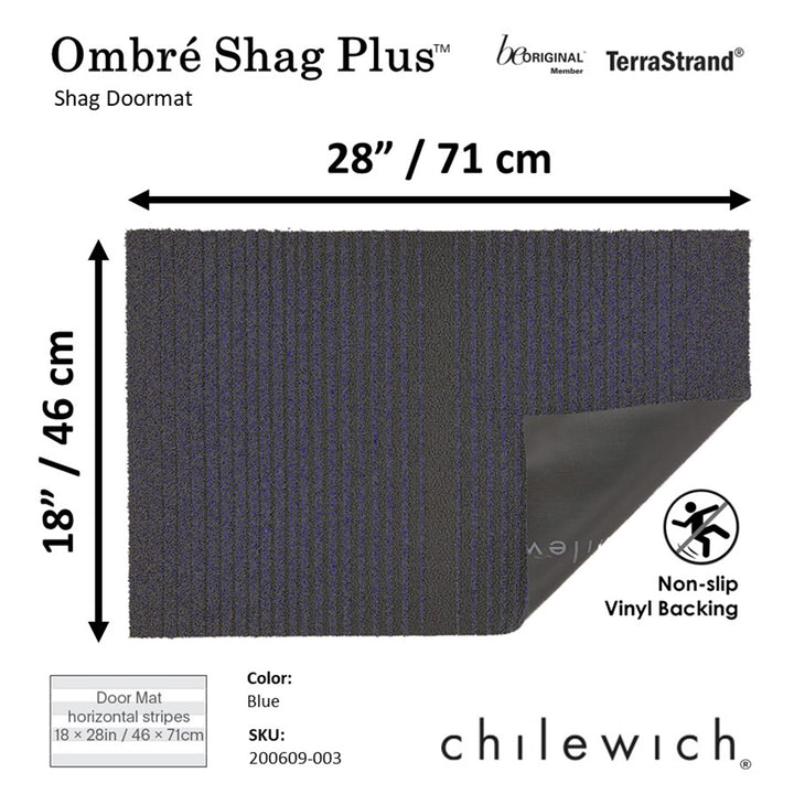 CHILEWICH TerraStrand¬Æ Microban¬Æ Ombr√© Shag Plus Door Mat 46 x 71 cm, Biru