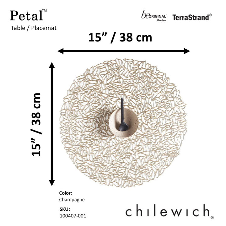CHILEWICH TerraStrand Microban Petal Moulded Table Mat 38 cm, Champagne