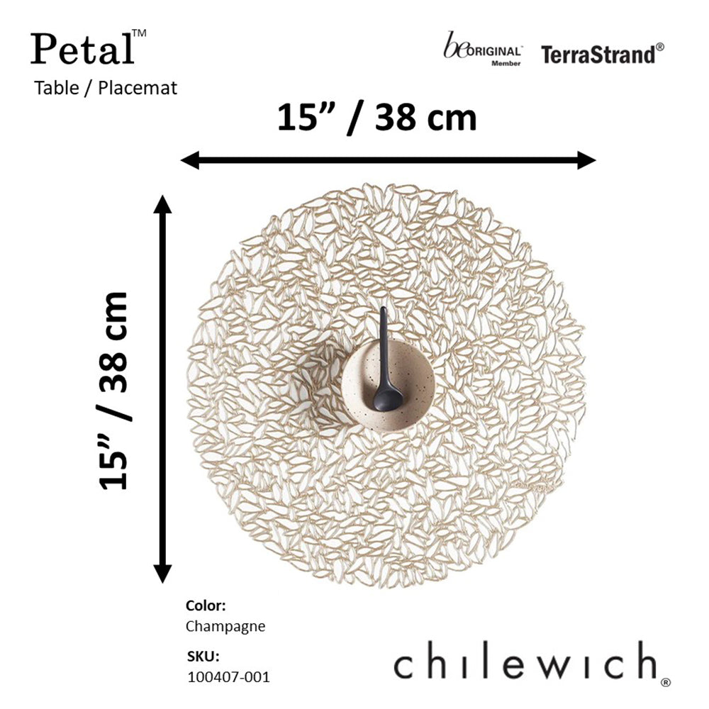 CHILEWICH TerraStrand Microban Petal Mould Table Mat 38 sm, Champagne