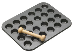MASTERCLASS Non-Stick Mini 24 Holes Tart Pan W/Wooden Pastry Tamper (35X27Cm)