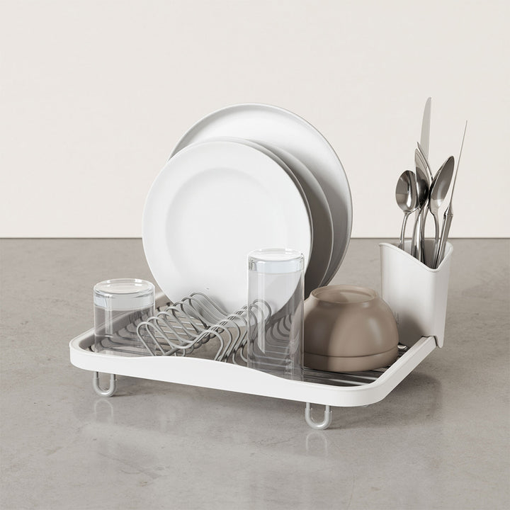 UMBRA Sinkin Counter Top Dish Rack, White/Nickel