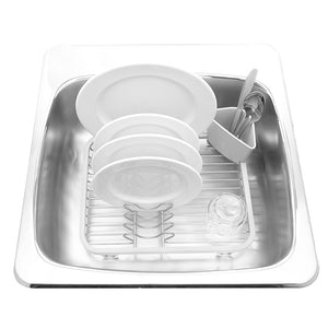 UMBRA Sinkin Counter Top Dish Rack, White/Nickel