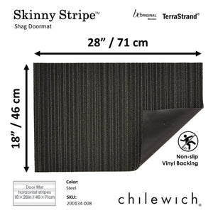 CHILEWICH TerraStrand¬Æ Microban¬Æ Skinny Stripe Door Mat 46 x 71 cm, Steel