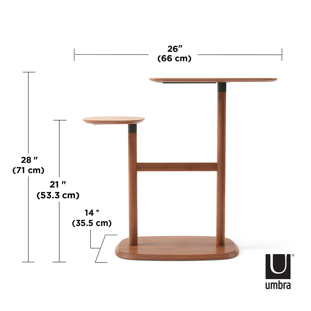 UMBRA Swivo Side Table, Natural Wood, Light Walnut