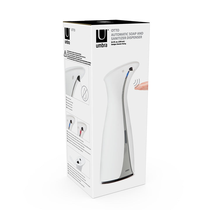 UMBRA Otto Automatic Soap Dispenser and Hand Sanitizer 250ml, White/Grey